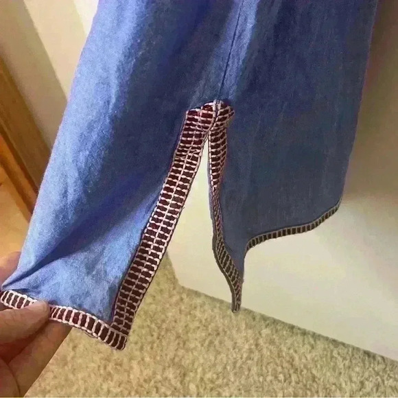 Gretchen Scott Crocheted Tunic Dress Women Small Blue Red/white Tassel Mini - Picture 9 of 10